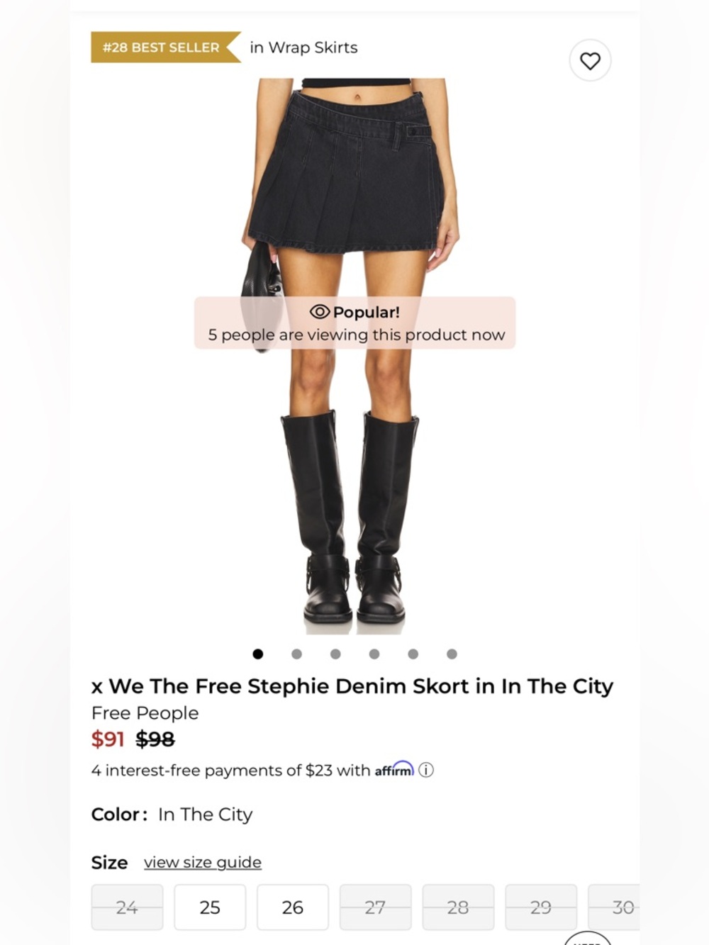 FREE PEOPLE ❤️🔥 STEPHIE DENIM SKORT NWT SIZE 30 - Picture 7 of 12